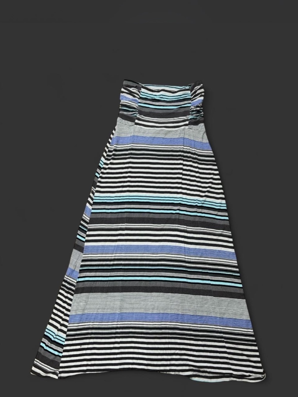Y2K Everlast Striped Maxi Skirt in Black, White & Blue